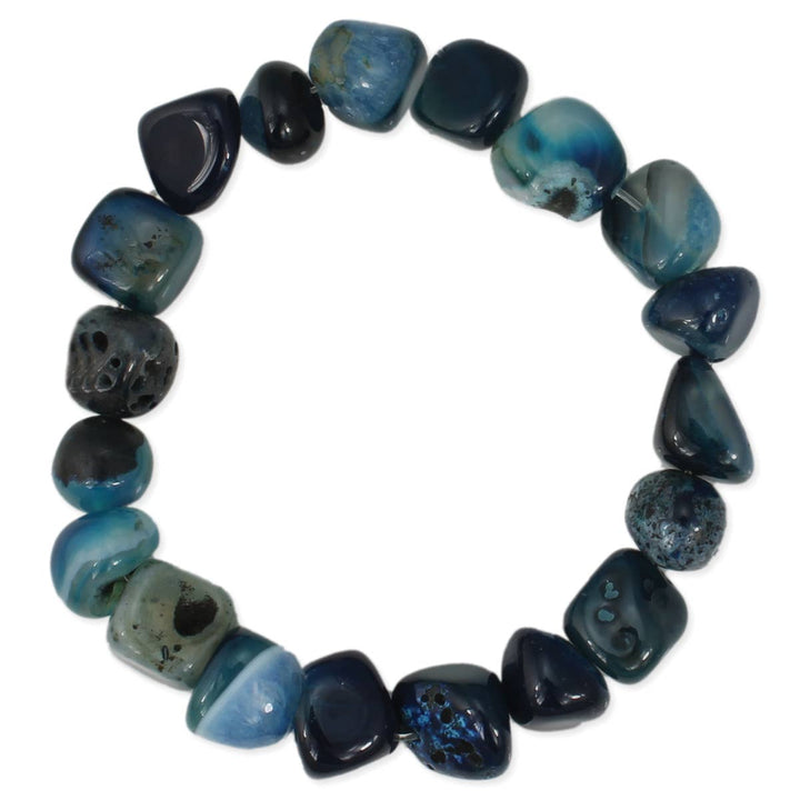 River Rocks Blue Agate Bead Bracelet