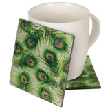 Angelstar Cozenza Collection Peacock Feathers Coasters Set