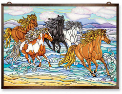 Wild Mustangs Small Glass Panel