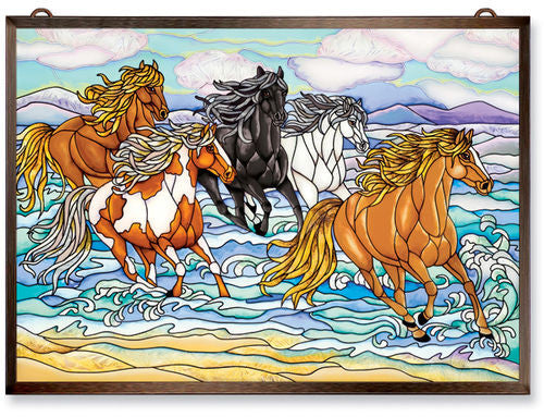 Wild Mustangs Small Glass Panel