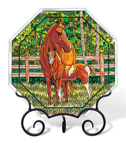 Octagon Beveled Hand painted Tabletop Decor-  Josie