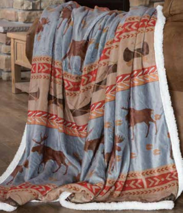 Carstens Moose Tracks Fleece Throw Blanket