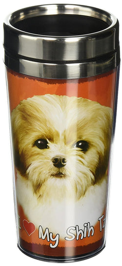 Tan Shih Tzu Thermos Travel Tumbler Mug