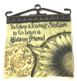 Square Plaque with Metal Hanger-Sisters