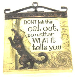 Square Plaque with Metal Hanger-Cat