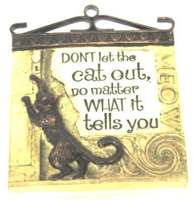 Square Plaque with Metal Hanger-Cat