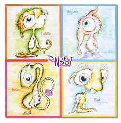 Worry Woos Monsters Wall Art Set of 4