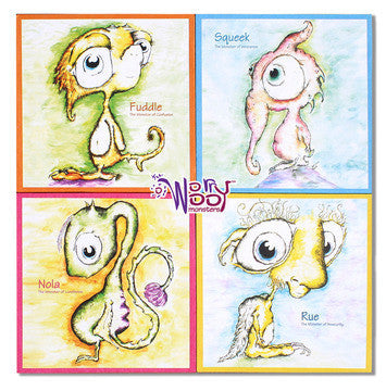Worry Woos Monsters Wall Art Set of 4