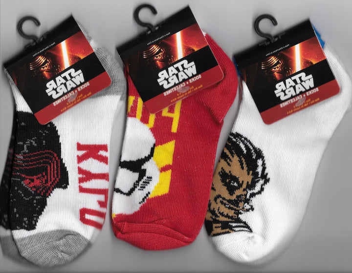 Star Wars Episode VII - No Show/Anklet Socks, Child Size 6-8.5, 3 Pairs