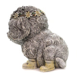 Rainy Day Pudgy Dog Textured Grey 7 x 9 Resin Stone Outdoor Garden Statue