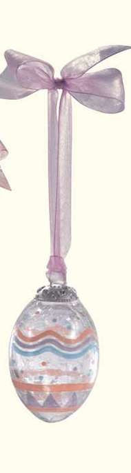 Escorn Crackle Glass Egg- Purple Ribbon