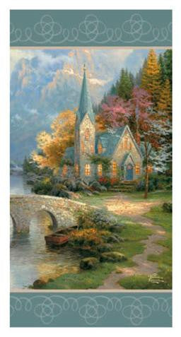 Thomas Kinkade Mini Flag-The Mountain Chapel 1998