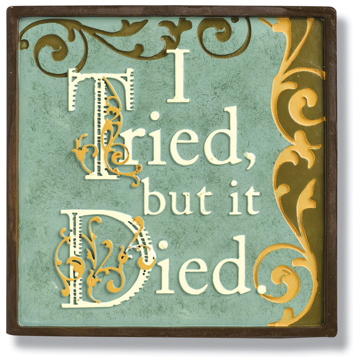 Magnetic Humorous Stepping Stone Plaque-I Tried, but it Died