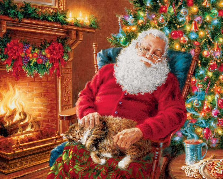 Santa's Cat Nap 1000 Piece Jigsaw Puzzle