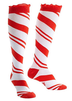 Candy Cane Funky Knee High Socks