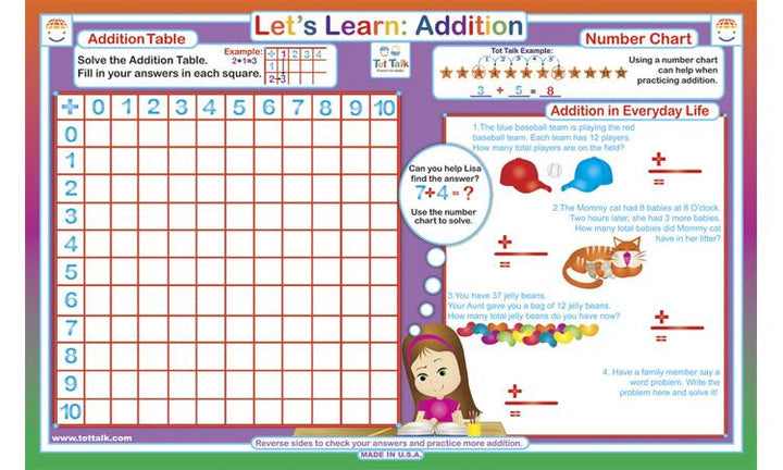 Let's Learn Addition Placemat