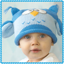 Owl Hoot Blue Beanie for 1-2 yrs